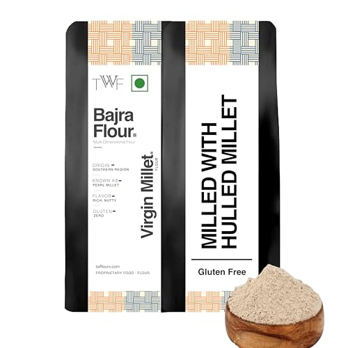 Image of TWF Stone Ground Bajra Flour | 500 g | Bajri Atta | Not Pulverized | Hulled | Hand Pounded | Pearl Millet Atta | Naturally Gluten-Free | 100% Virgin Grains