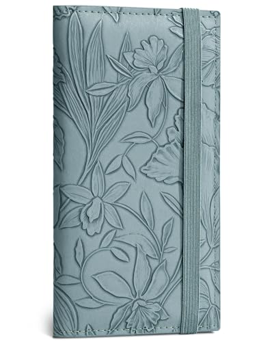 Image of Zreal Checkbook Cover for Men & Women Snakeskin Pattern, Light Blue, 7.0 x 3.5 x 0.35 inches, Minimalist