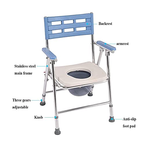 Opklapbare Toiletstoel Voor Aan Het Nachtkastje - RVS Toiletstoel Voor Ouderen Met Toiletemmer In Hoogte Verstelbare… - Afbeelding 4