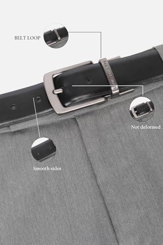 Image of Louis Philippe Men's 100% Italian Leather Brush Gun Metal Buckle Formal Reversible Belt