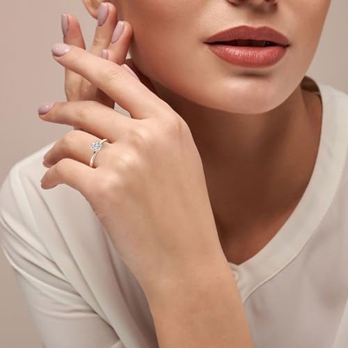 SAVEARTH DIAMONDS 4-Prong Solitaire Engagement Rings For Women, 0.50 Carat to 2 Carat Round Lab Created Moissanite Promise Ring For Her 10K / 14K Solid Gold or 925 Sterling Silver | VVS1 Quality2