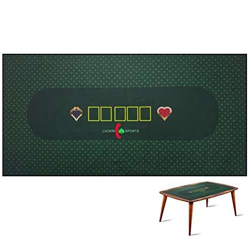 Luckin Sports 72X 36 Inches TexasHoldem Professional Poker and Gambling Tablecloth, 100% Durable Fabric Felt, Dustproof and Waterproof, Washable and Ironable (Green)