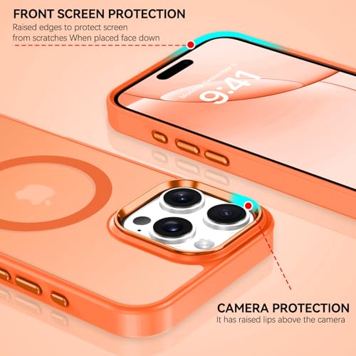 Image of BENTOBEN for iPhone 16 Pro Case [Compatible with Magsafe] Magnetic Matte Phone Case iPhone 16 Pro Translucent Slim Shockproof Women Men Protective Cover Cases for iPhone 16 Pro 6.3 inch, Cosmic Orange