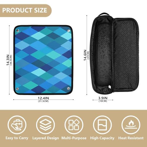 Bolsa de viaje para herramientas de cabello con almohadilla resistente al calor, organizador portátil para planchas, rizadores y secadores de cabello, azul real teal para mujeres miniatura 4