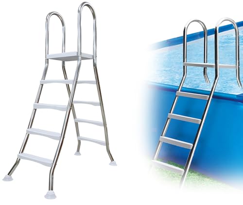 AIBOTY 304 Scaletta per Piscina in Acciaio Inox Gradini Antiscivolo per Piscina Fuori Terra, Scala per Piscina Fuori Terra a Due Lati, Scala per Piscina Fuori Terra, Carico 250kg