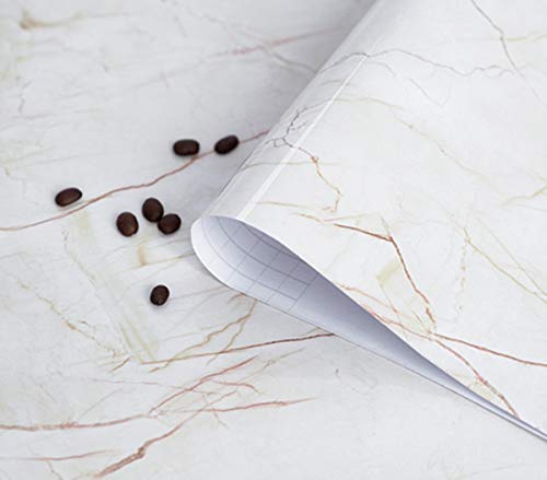 Practicalws 17.7" X 78.7"Marble Wallpaper For Countertops Gold Self Adhesive Removable Faux Marble Gloss Vinyl Film Decorative Countertop Peel And Stick For Kitchen Easy To Apply #TOP2