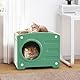 YITAHOME Katzenhaus Indoor, Plastik Katzenhöhle mit Katzen kratzbrett, Katzenbett für Indoor-Katzen, Katzentonne, Katzenbett Höhle, katzenhöhlen, 99KG Tragfähigkeit, Wasserabweisend (Grün)