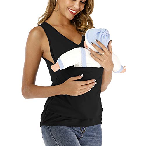 Amropi Women'S Baby Carrier Soothe V Neck Sleeveless Kangaroo Tank Tops thumb #4