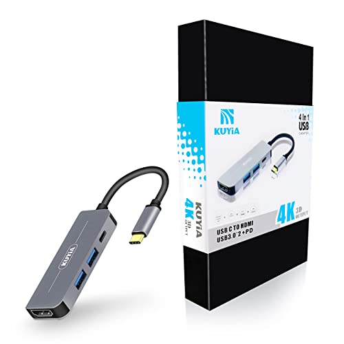 USB C hub 4K to HDMI 2 3.0 and FlashDrive Type Hub USB-C Power Adapter Compatible for MacBook Pro Chromebook Deal XPS Samsung Galaxy S8 S9 Note8 4 Ports