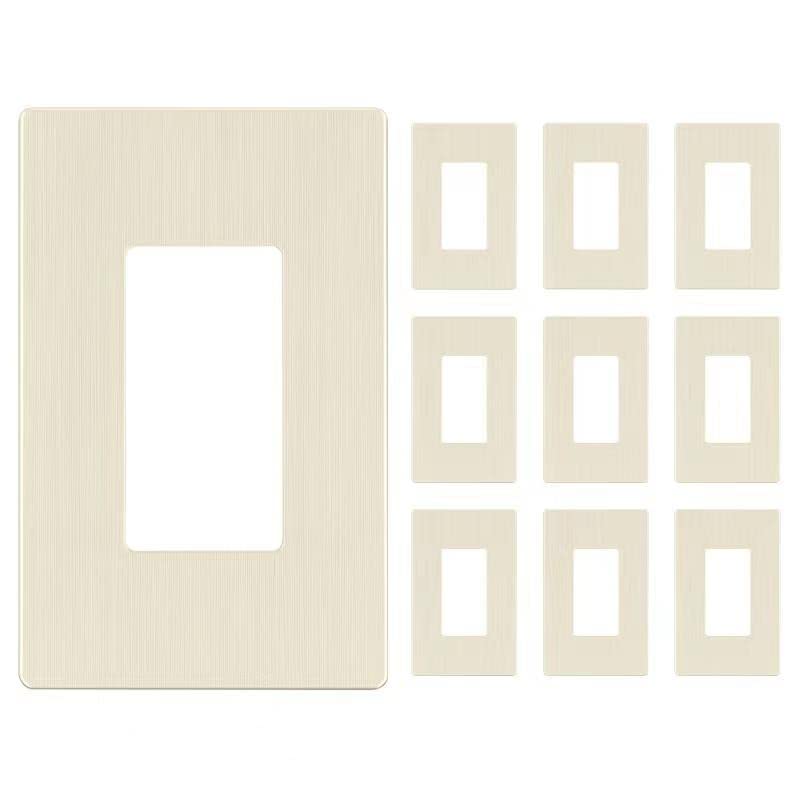 Image of LIDER Decorator Switch Cover, Screwless Wall Plate, Mid-Size 1-Gang 4.88 inch x 3.11 inch, LSWP-31M-BLA10P, UL Listed, Thermoplastic, Brushed Light Almond, 10-Pack