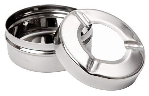 Presents Ashtray for Cigarette Stainless Steel Ash Holder Tray with Lid for Home, Office and Bar-image-42