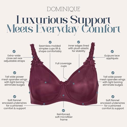 Image of Dominique Mystique Minimizer Bra #7000 - Seamless Full Figure Underwire Lingerie for Women, Smooths & Shapes
