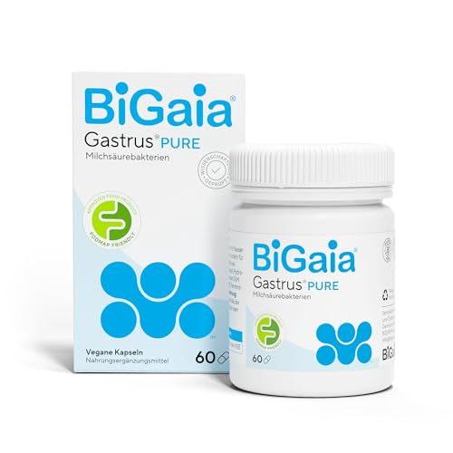 BiGaia Gastrus PURE | Nahrungsergänzungsmittel für Erwachsene | Mit Lactobacillus reuteri/L. reuteri | FODMAP-friendly zertifiziert | 60 leicht zu schluckende Kapseln
