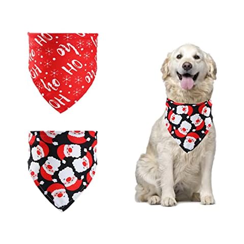 YUDANSI 2Pc Christmas Dog Bandanas,Triangle Dog Birthday Bandana,Adjustable Washable Dog Scarf Christmas Outfit,Pet Party Supplies Decoration Set Dog For Holiday Theme Party Cat Dog Cover