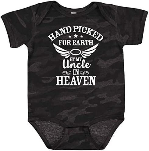 inktastic Handpicked for Earth By My Uncle in Heaven with Angel Wings Baby Bodysuit Newborn Storm Camo 372bc