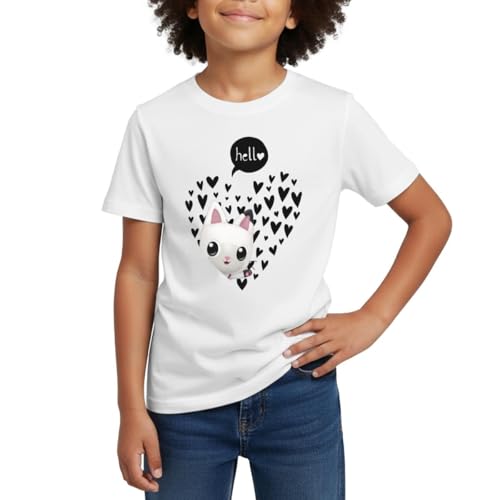 Spreadshirt Gabbys Dollhouse Pandy Paws Mit Kleinen Herzchen Kinder T-Shirt 122/128 (7-8 Jahre) Weiß