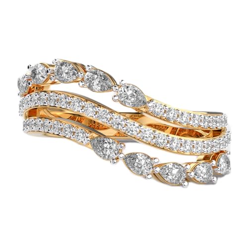 Bague en argent 925 plaqué or lierre vigne moissanite ronde poire