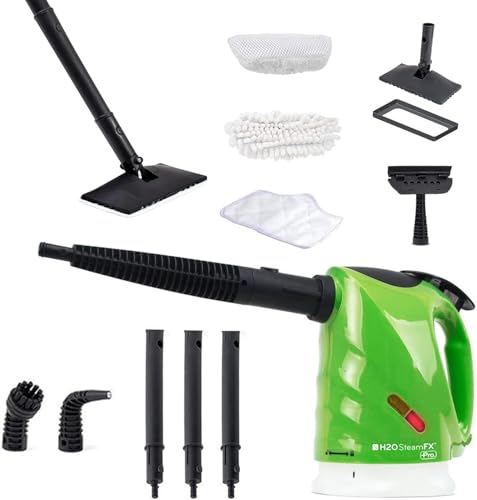 Image of H2O Steam FX Pro Handheld Steam Cleaner | 5-in-1 Spot Cleaner & Floor Mop | Includes Extension Bars, Window & Garment Tools | Grout, Glass & Sealed Floors