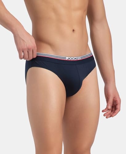 Image of Jockey US49 Men Super Combed Cotton Solid Brief with Ultrasoft Waistband