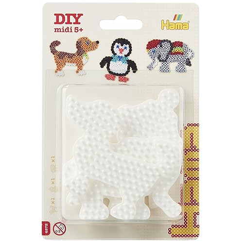 HAMA BEADS 10.4572 Elefante, pingüino y perro Pegboard blister Pack de tres pequeñas cuentas mixtas, multicolor, talla única