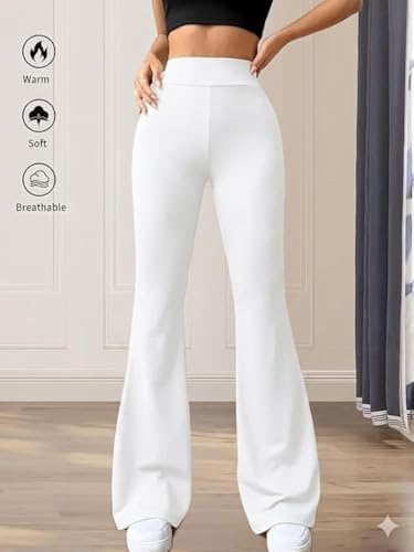 Image of DIAZ Womens Flare Pant High Waist Stretchable Trousers for Women | Bell Bottom Pants for Women | Wide Leg Palazzo Pants | Flared Yoga Pants |Casual Wear Office /Gym Wear Pants-Pack of 1