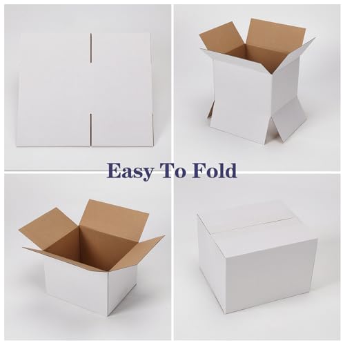 Image of 7x6x5 Shipping Boxes Set of 40, White Kraft Corrugated Cardboard Small Business Boxes Mailers for Packaging, Packing