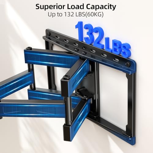 HOME VISION Full Motion TV Wall Mount Bracket for 32-85 Inch Flat/Curved TVs, Dual Articulating Arms with Swivel Tilt Level, 132Lbs Capacity, Fits 16 Inch Studs, Max VESA 600x400mm by HOME VISION - Image 3