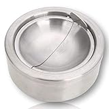 AZ DORADO 煙 臭いを遮断 灰皿 蓋付き ステンレス 開閉タイプ おしゃれ 煙 遮断 卓上 シルバー たばこ 屋外 喫煙