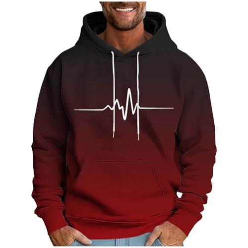 Graphic Hoodies Mens Stylish Gradient Print Drawstring Sweatshirt Loose Fit Comfy Casual Fall Clothes with Pockets