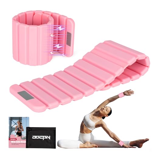 Pilates Wrist Ankle Weights for Women, Wearable Strong Magnetic Arm & Leg Weights Set of 2(1 lb Each), Adjustable Ankle Weights for Walking, Yoga, Strength Training, Swimming, Running & Jogging (Pink)