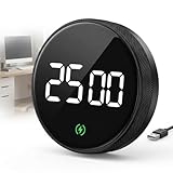 DUSEKI Temporizador Cocina Digital Magnético Temporizadores Digital Visuales con Pantalla LED Grande 3 Ajustes Preestablecidos (5/15/25 min) para Cocina, Fitness y Oficina (Negro)