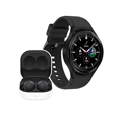 Samsung Galaxy Watch4 Classic – スマートウォッチ、回転ベゼル、ヘルスモニタリング、スポーツトラッキング、46 mm、ブラック (ES バージョン) + Samsung Galaxy Buds2 – Bluetooth ヘッドフォン、ワイヤレス、ブラック
