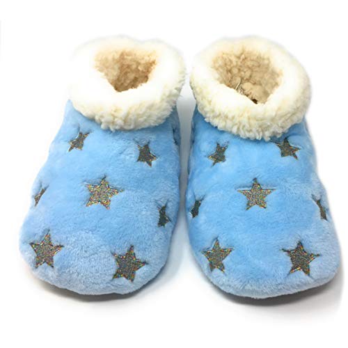 Women’s The Starz Plush Slippers, Cute Fuzzy Sherpa Slippers, Glitter and Stars House Indoor Shoes2