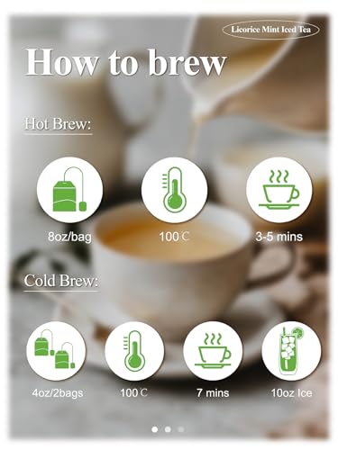 Image of LOOMICA Licorice Mint Tea Bags, Caffeine Free, Refreshing Peppermint & Earthy Sweet Licorice Root Tea Bags for Relaxation, Individually Wrapped Bags, No Artificial Sugar Added, 20 Counts