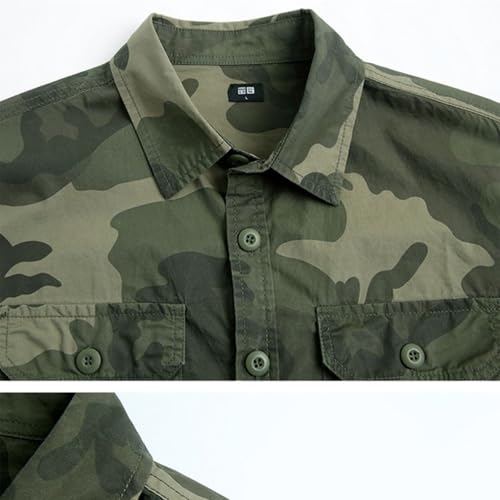 Men's Camo Shirts Jacket Fashion Plus Size Lightweight up Laple Long Sleeves Blouse Tops Cargo Coat Outwear3