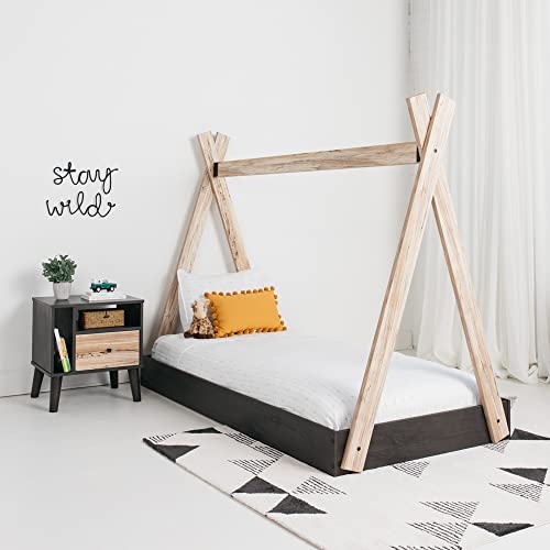 Signature Design By Ashley Piperton Modern Youth Tent Bed Frame, Twin, Natural Wood & Black #TOP19