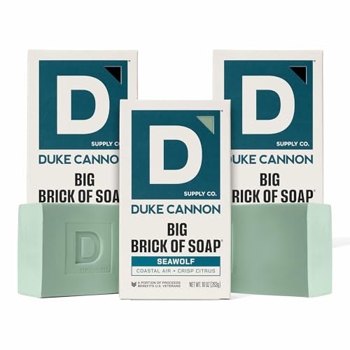Image of Duke Cannon Big Brick of Soap Seawolf 3 Pack - Large 10 oz Men's Bar Soap, Fresh Aquatic Scent, Triple Milled Long-Lasting Body Soap for Daily Shower Use
