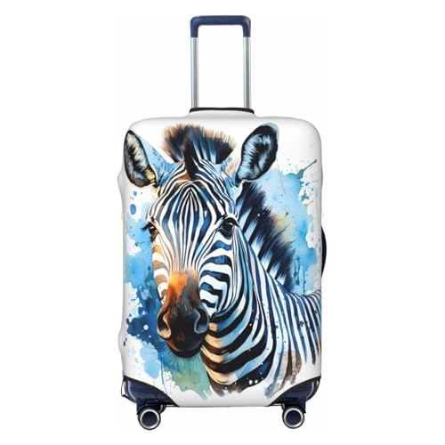 Watercolor Zebra Luggage Cover Elastic Travel Suitcase Covers, Anti Scratch Dust Proof Baggage Covers, Fits 22-24 inch Suitcases