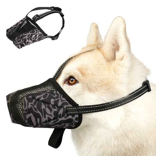Image of Soft Air Mesh Dog Muzzle S Black | Anti-Biting Anti-Chewing Anti-Barking | Adjustable Reflective Full Coverage for Grooming & Scavenging Prevention