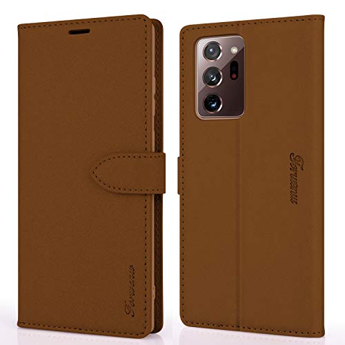 HPDUNO Funda para Samsung Galaxy Note 20 Ultra PU Piel, con Tarjetero, Cierre Magnético, Carcasa Interior de TPU, Carcasa Abatible para Galaxy N20 Ultra 5G Marrón