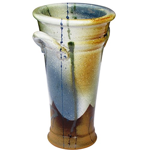 Flower Vase with Handles. Decorative Handmade Irish Pottery Plant Holder 9” Tall.