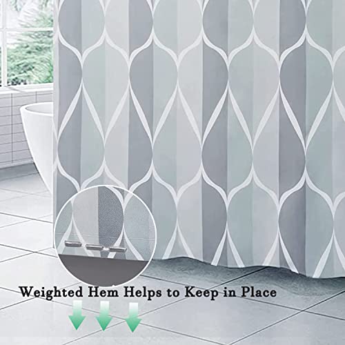 Image of LLSCL Grey Grid Fabric Shower Curtain Liner with Magnets, Waterproof Hotel Quality, 72 x 72 Machine Washable
