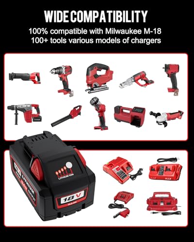 Image of 2 Pack 18V Lithium 12.0Ah Battery Replacement for Milwaukee M18 Battery
