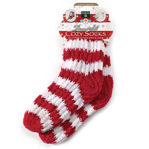 Image of Earth Therapeutics Womens Moisture Dream Silk Cozy Socks One Size Red /white
