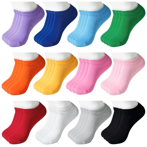 24 Pairs Womens Ankle socks, Thin Colorful Cute Short Low Cut Athletic Socks for Women