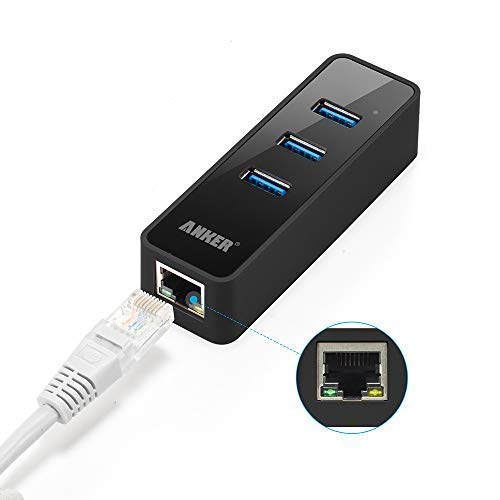 image for Anker 3-Port USB 3.0 HUB with 10/100/1000 Gigabit Ethernet Converter (