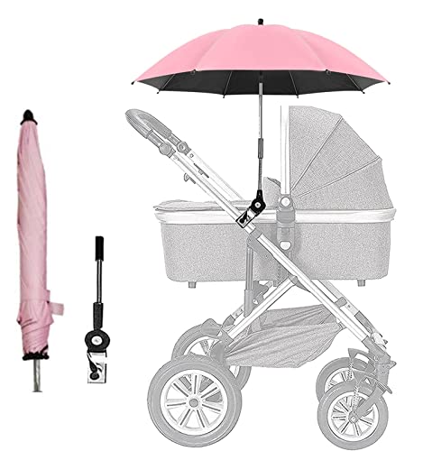 Image of Baby Stroller Parasol, Universal Umbrella with Clamp, 360 Degree Adjustable UV Protection Stroller Sun Shade, Waterproof Umbrella for Trolley, Bike, Wheelchair, Beach Chair