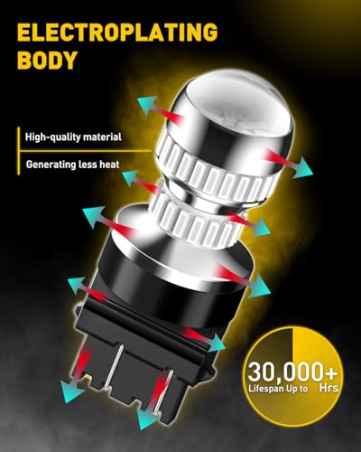 Image of AUXITO T25 3156 3157 LED Strobe Brake Lights Bulbs, Red Flashing Stop Light, Super Bright 3056 3057 3047 3155 3457 4057 4117 4157 Flashing Strobe Blinking LED Tail Light Bulbs, Pack of 2