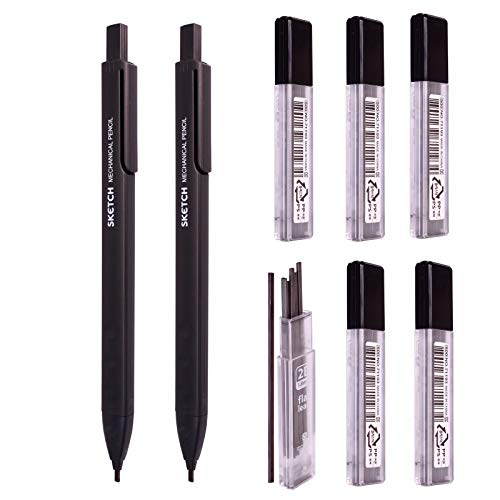 Sketch Flat Lead 1.8 mm Holder Pen Mechanical Pencil for Draft Drawing, Art Sketching/Calligraphy/Marking (1.8 mm 2B Lead 6 Tube) Graphite Lead Refill/Gift Box