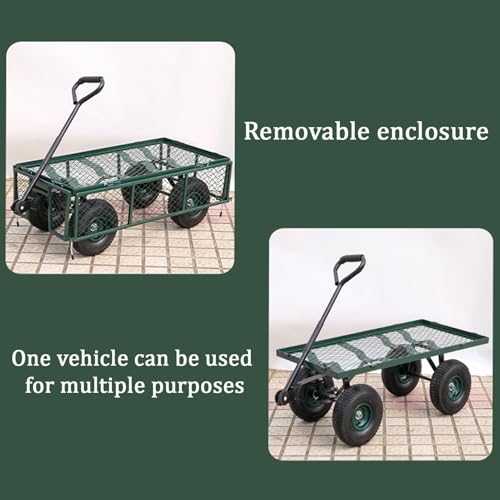 Carro de jardin plegable de 4 ruedas, carga super pesada, ruedas silenciosas todo terreno, con valla removible (120x48 cm) miniatura 5